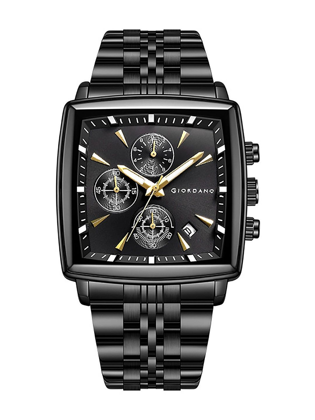 Giordano Multi Function Watch for Men with Square Dial, Stainless Steel Strap