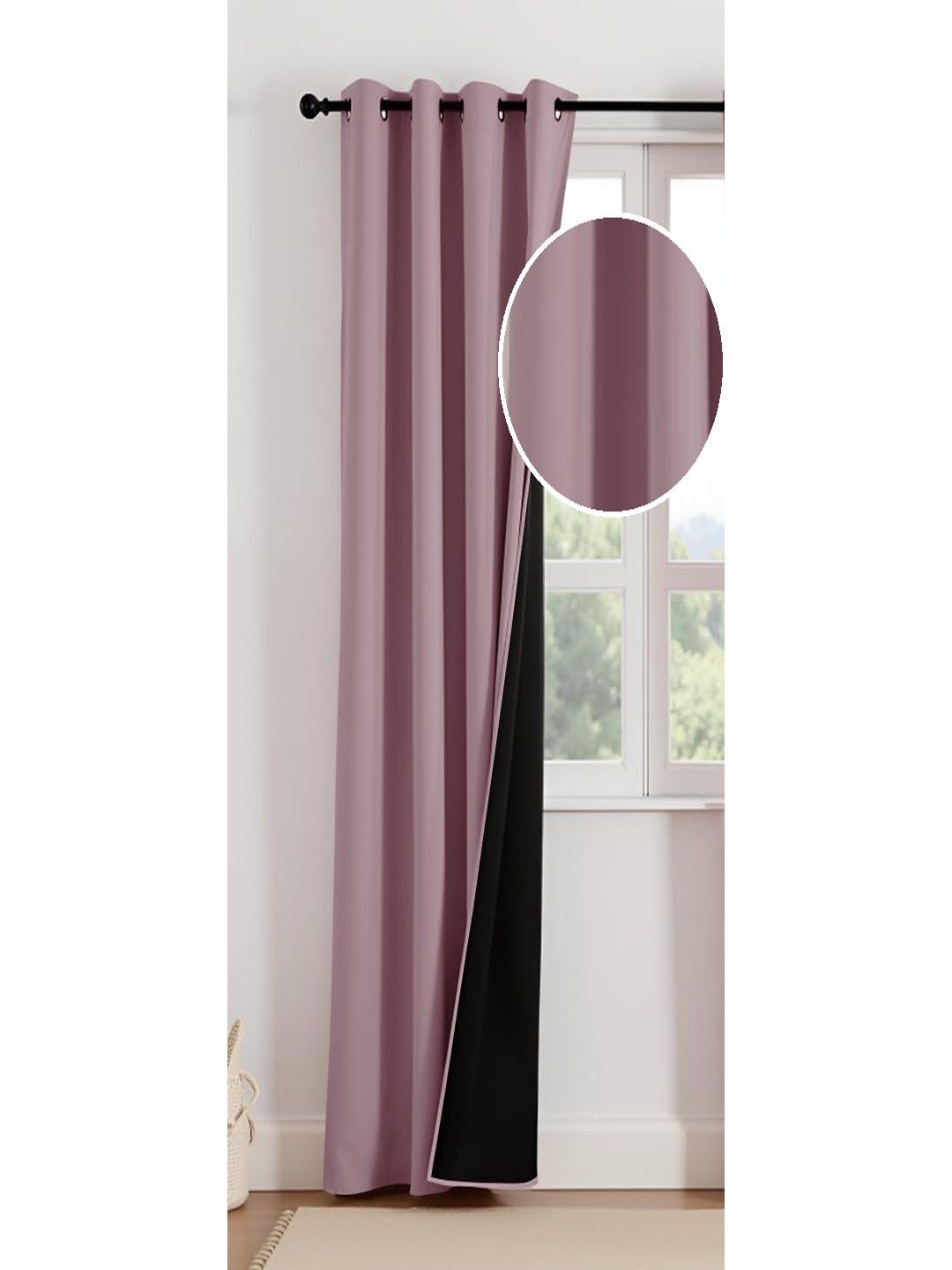 HOMEMONDE Blackout Solid Polyester Eyelet Long Door Curtain - 9 Feet