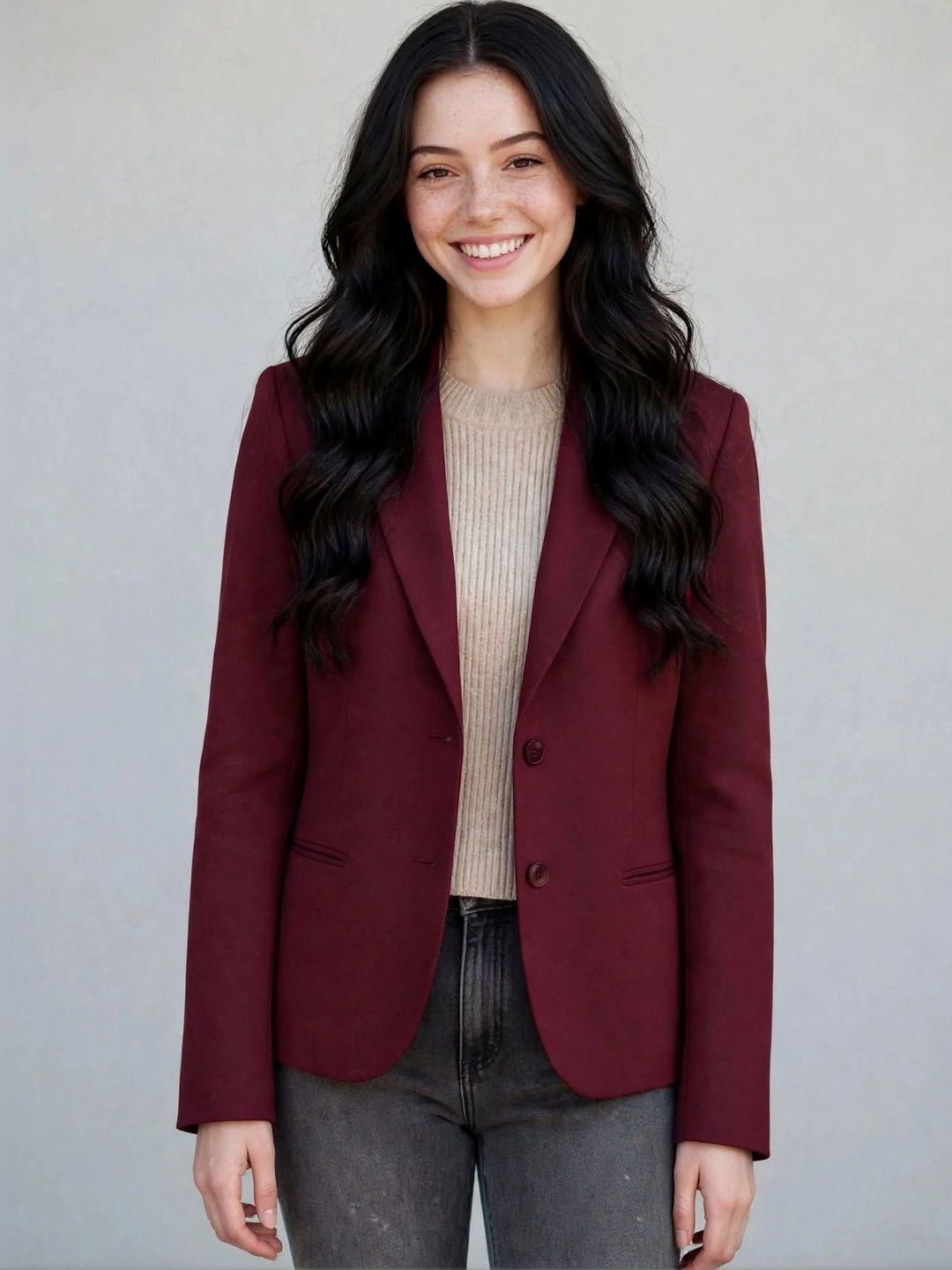 BAESD Women Notched Lapel Collar Single-Breasted Formal Blazer