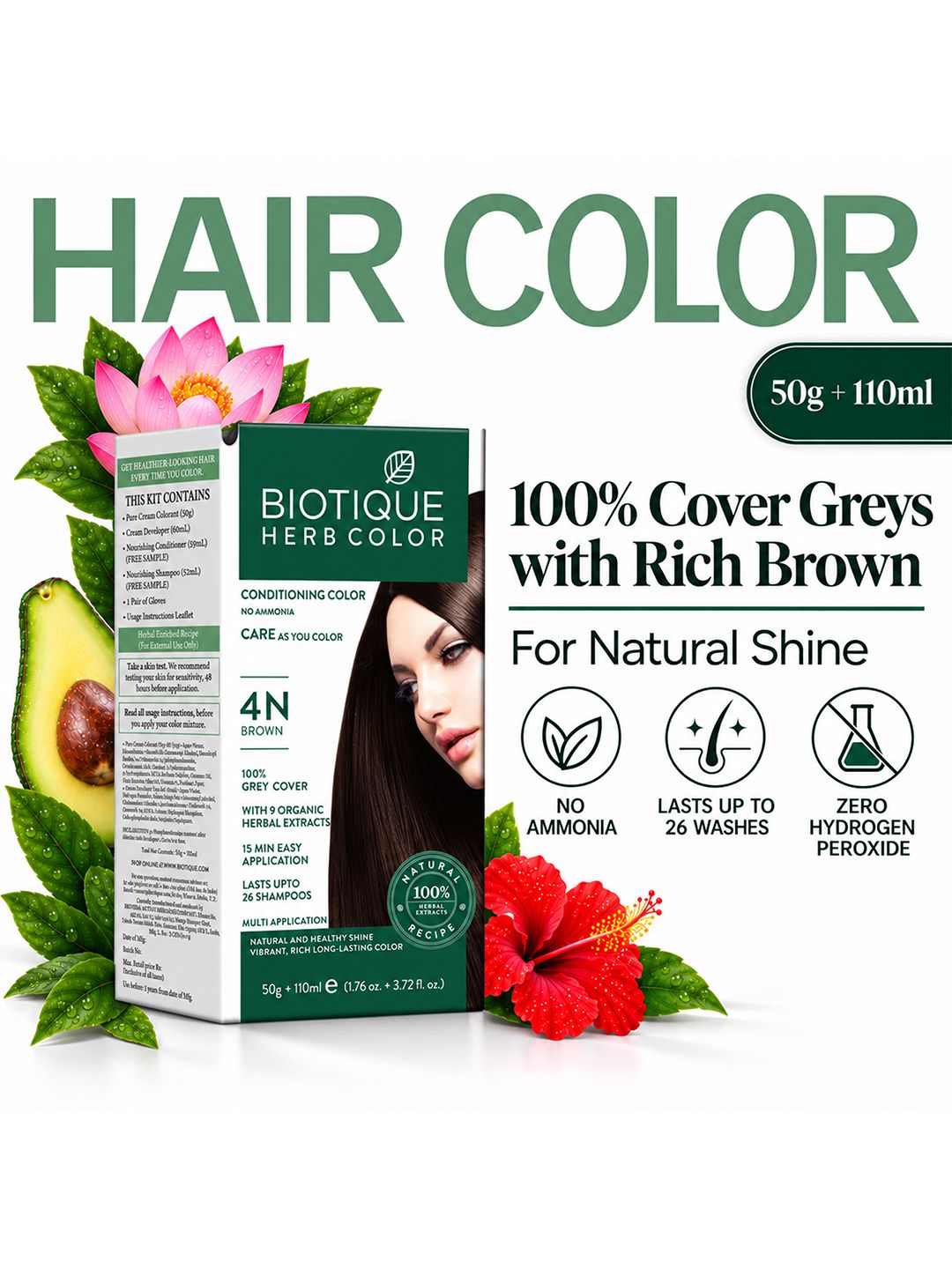Buy Biotique Unisex Sustainable Hair Conditioning Herbcolor   Brown 4N -  - Personal Care for Unisex
