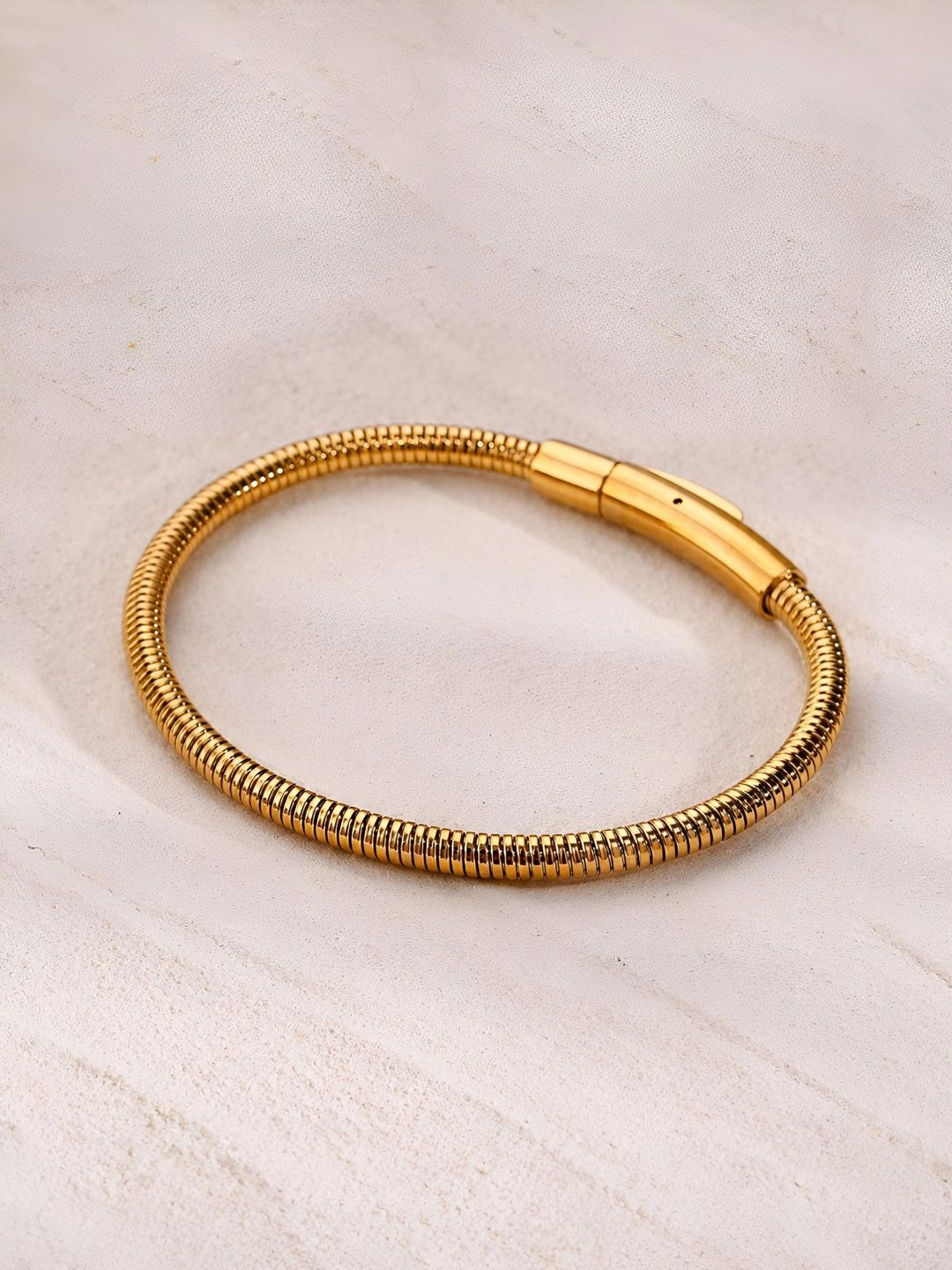 DIVING SWAN Women 18K Thick Gold Plated Zahara Gold Coil Bangle Bracelet