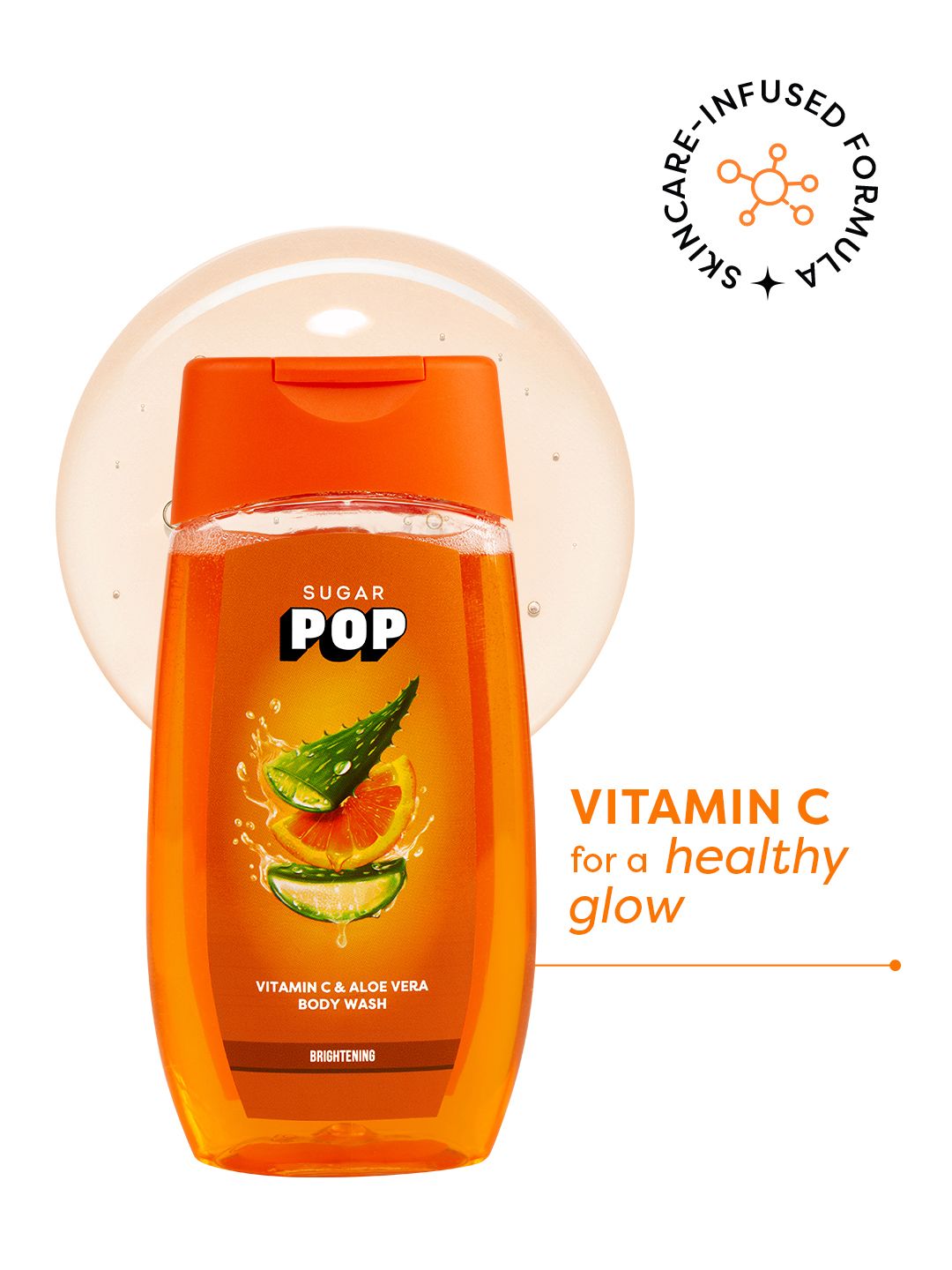 SUGAR POP Vitamin C & Aloe Vera Brightening Body Wash for Lasting Hydration - 250 ml