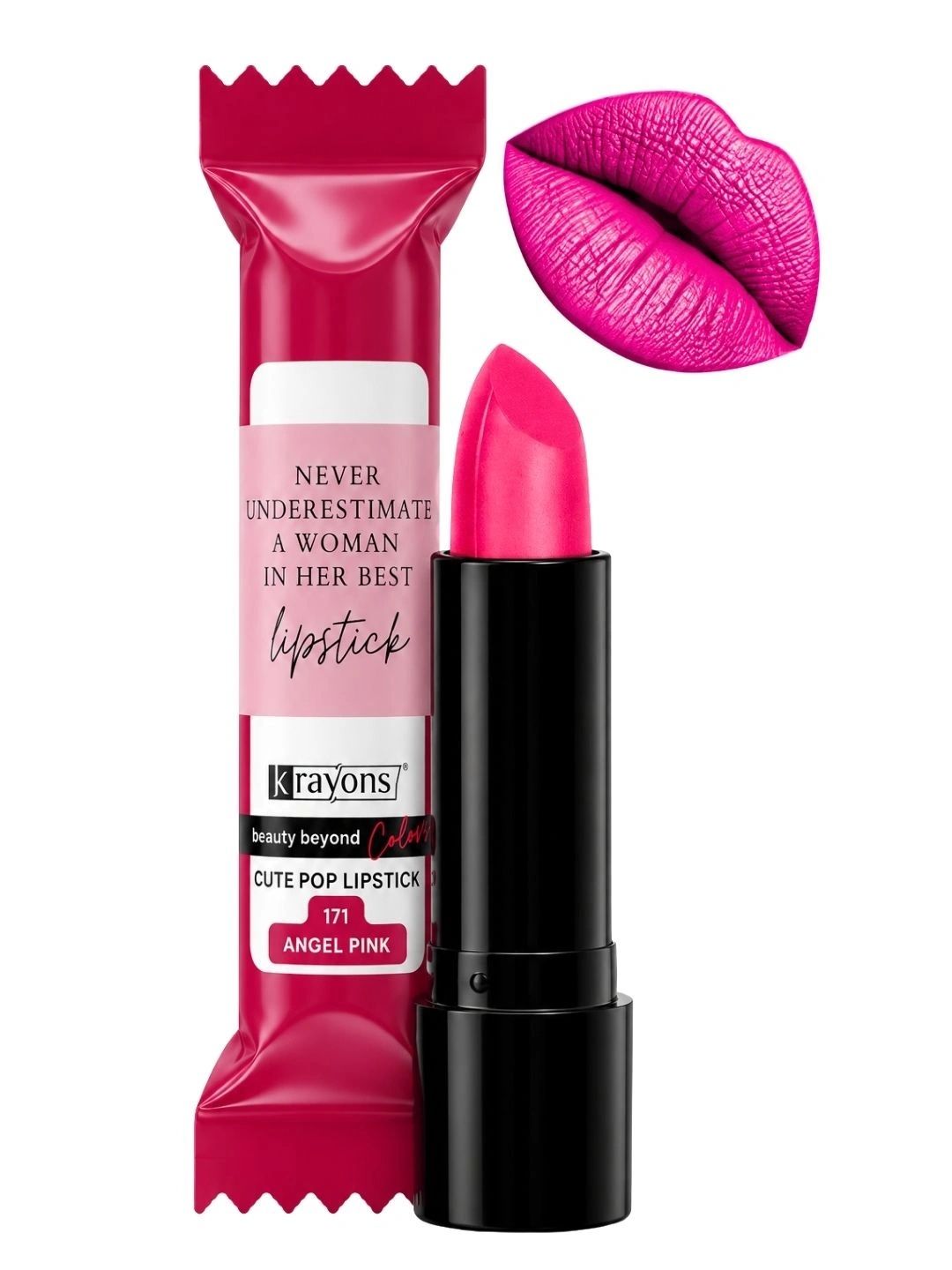 krayonsCute Pop Matte Waterproof Longlasting Lipstick 3.5 gm - Angel Pink