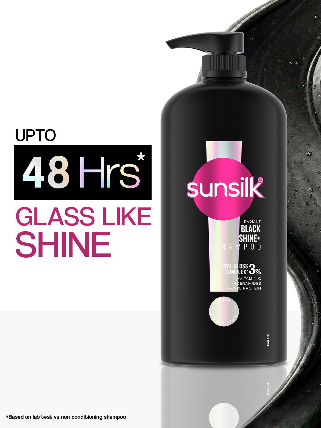 Sunsilk Radiant Black Shine Shampoo with 3% Vita-Gloss for Smooth Shine Complex - 1.2L