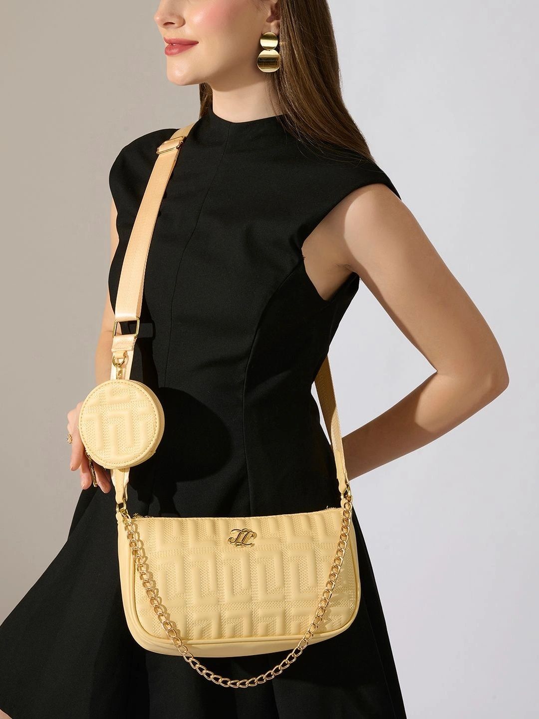 LAVIE Signature Pagan Textured Synthetic Leather Structured Sling Bag With Pouch