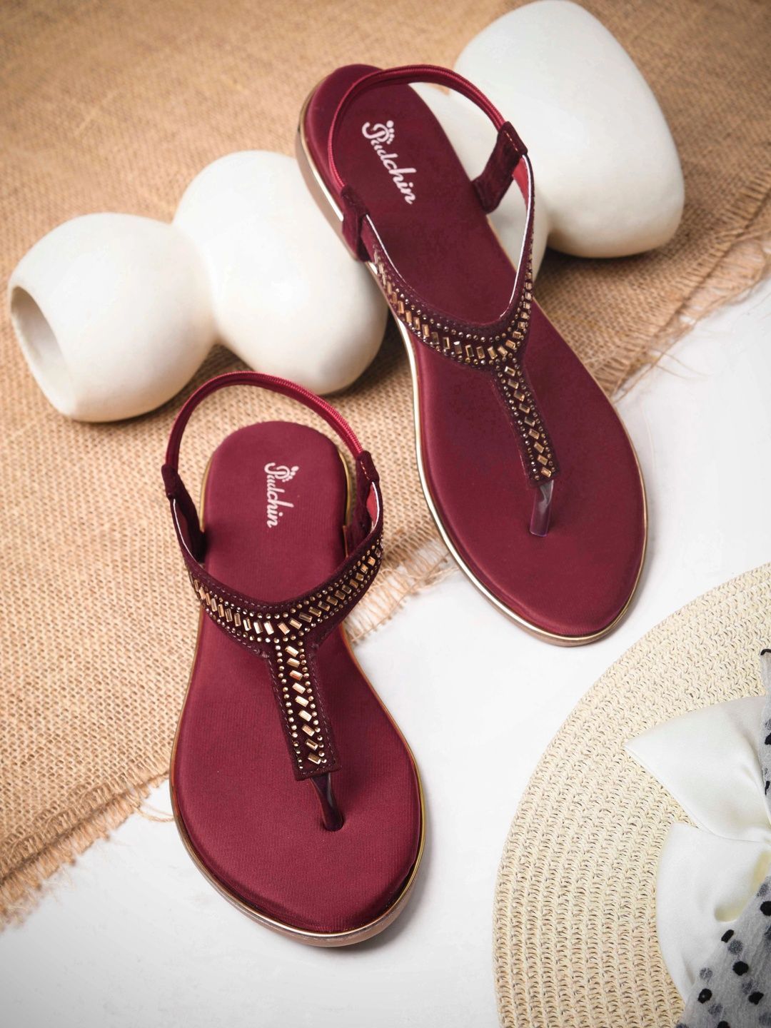 Padchin Women Embellished Ethnic Open Toe Flats