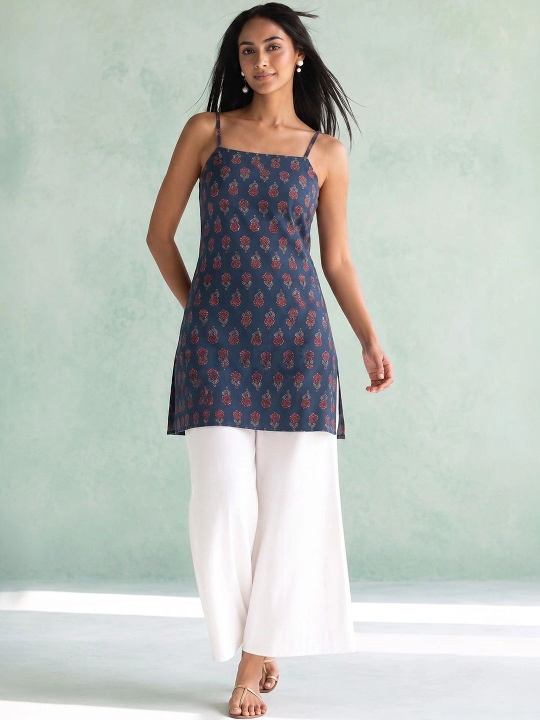 AADVIKA Women Ethnic Motifs Printed Square Neck Kurti