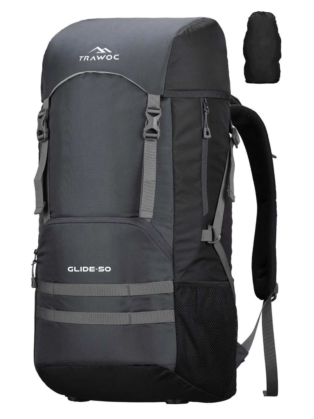 TRAWOC GLIDE 50 Unisex Brand Logo Printed Waterproof Large Rucksack