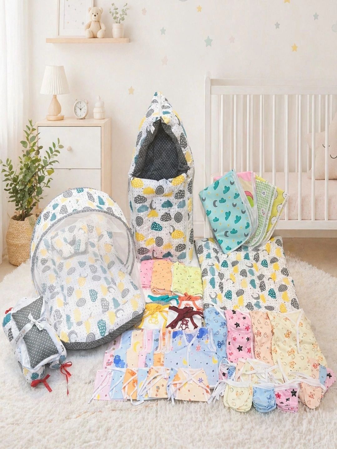 Fareto Infant 56-Pcs Pure Cotton Baby Apparel Gift Set