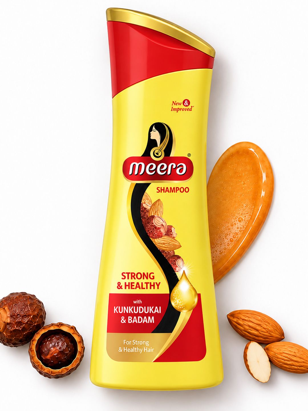 MEERA Strong & Healthy Shampoo | Kunkudukai & Badam | 180ml