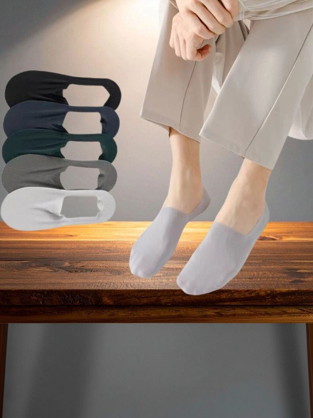 MERCEHIVE Men Pack of 5 Cotton Shoe Liners Socks
