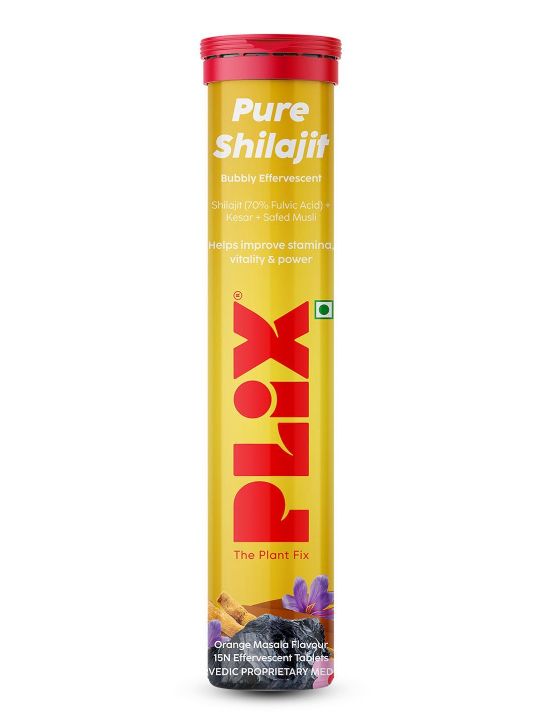 PLIX THE PLANT FIX Pure Shilajit Supplement 15 Tablets - Orange Burst