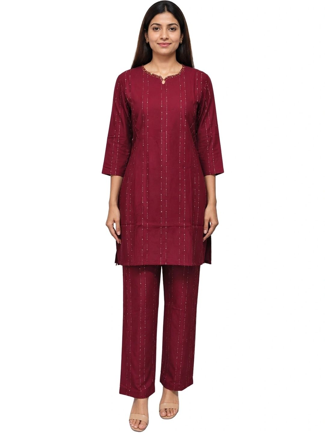 LAFURE Embellished Tunic with Trousers