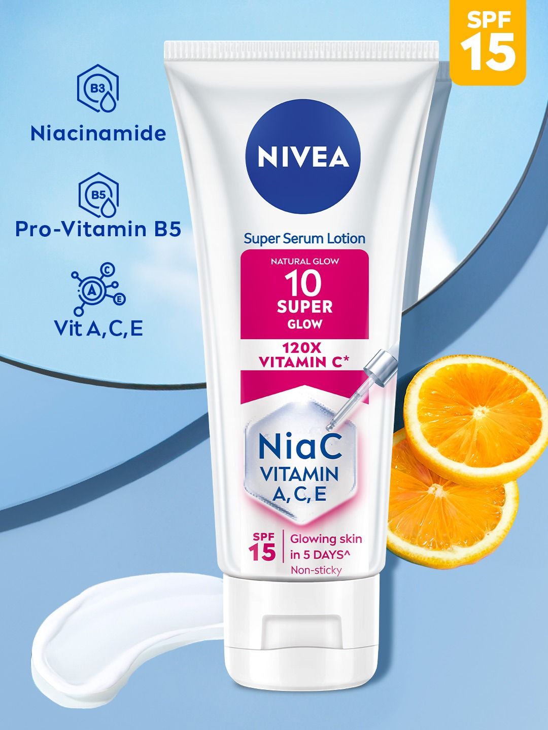 Nivea Super 10 Glow Serum Body Lotion 120X Vitamin C Niacinamide SPF15 Glowing Skin 170ml
