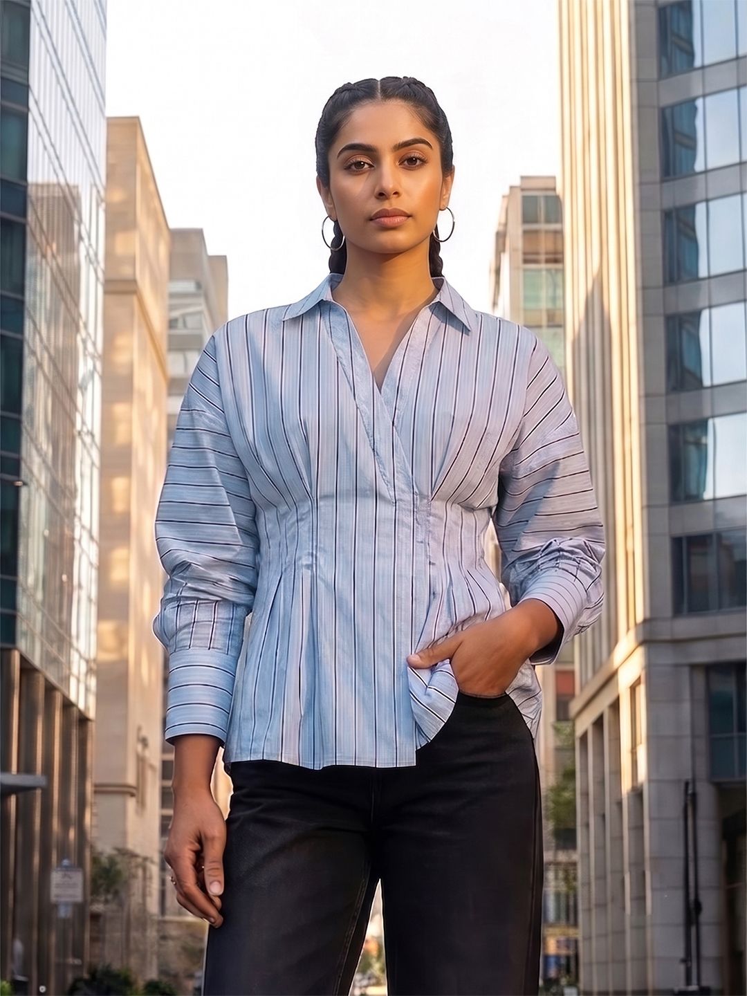 The Roadster Life Co. Vertical Striped Spread Collar Pure Cotton Casual Shirt
