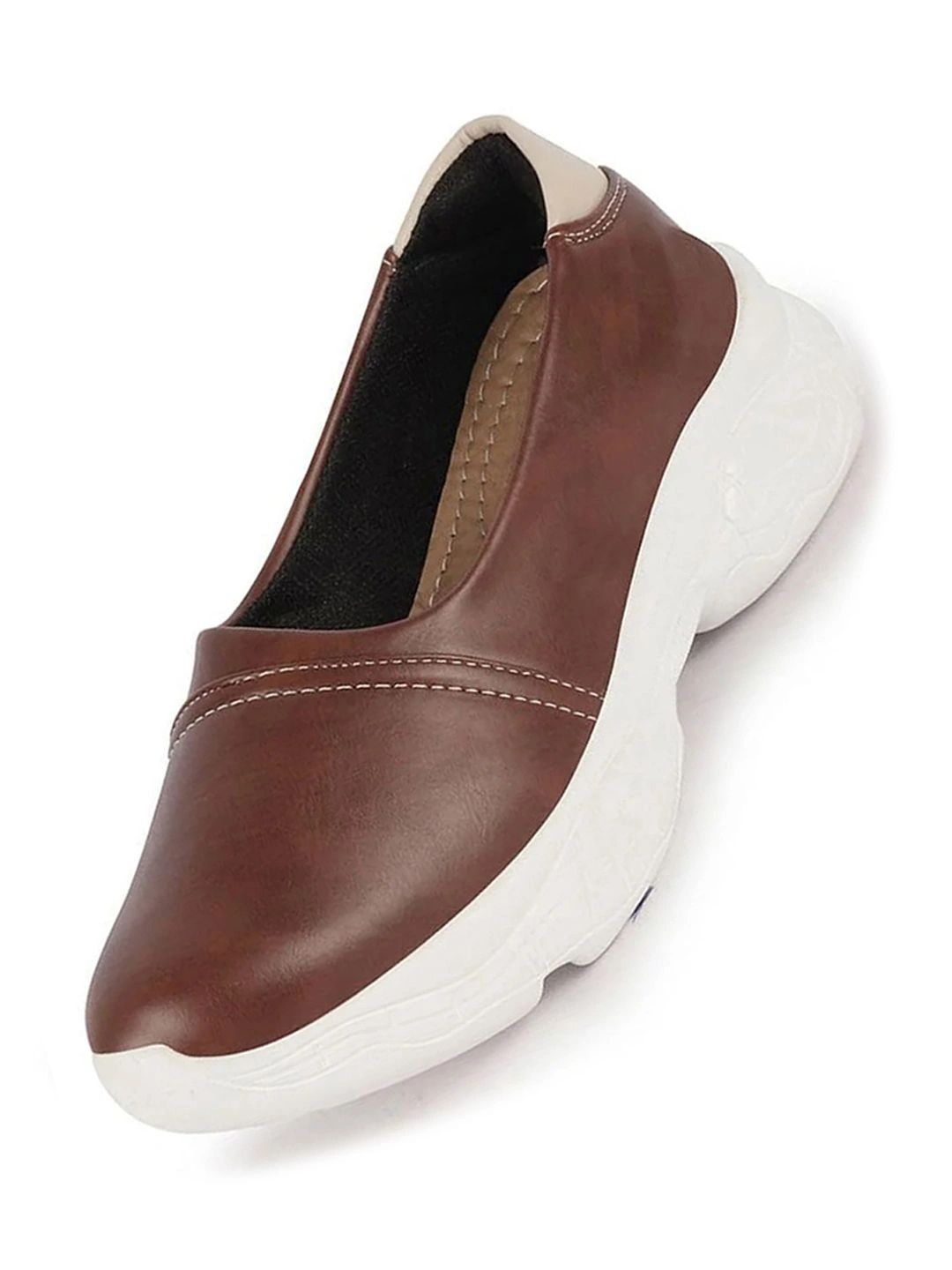 FAUSTO Women Brown Outdoor Fashion Stitched Design Slip On Shoes