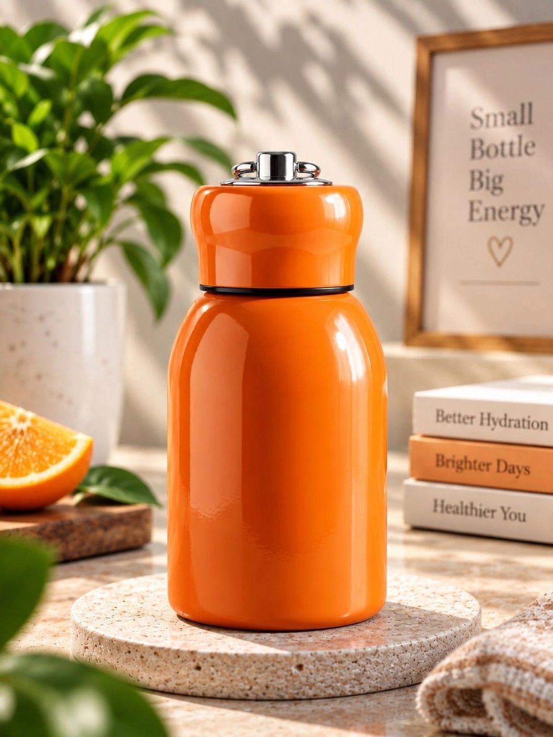 PIXNA Orange Stainless Steel Vacuum Insulated Water Bottle 300 ml