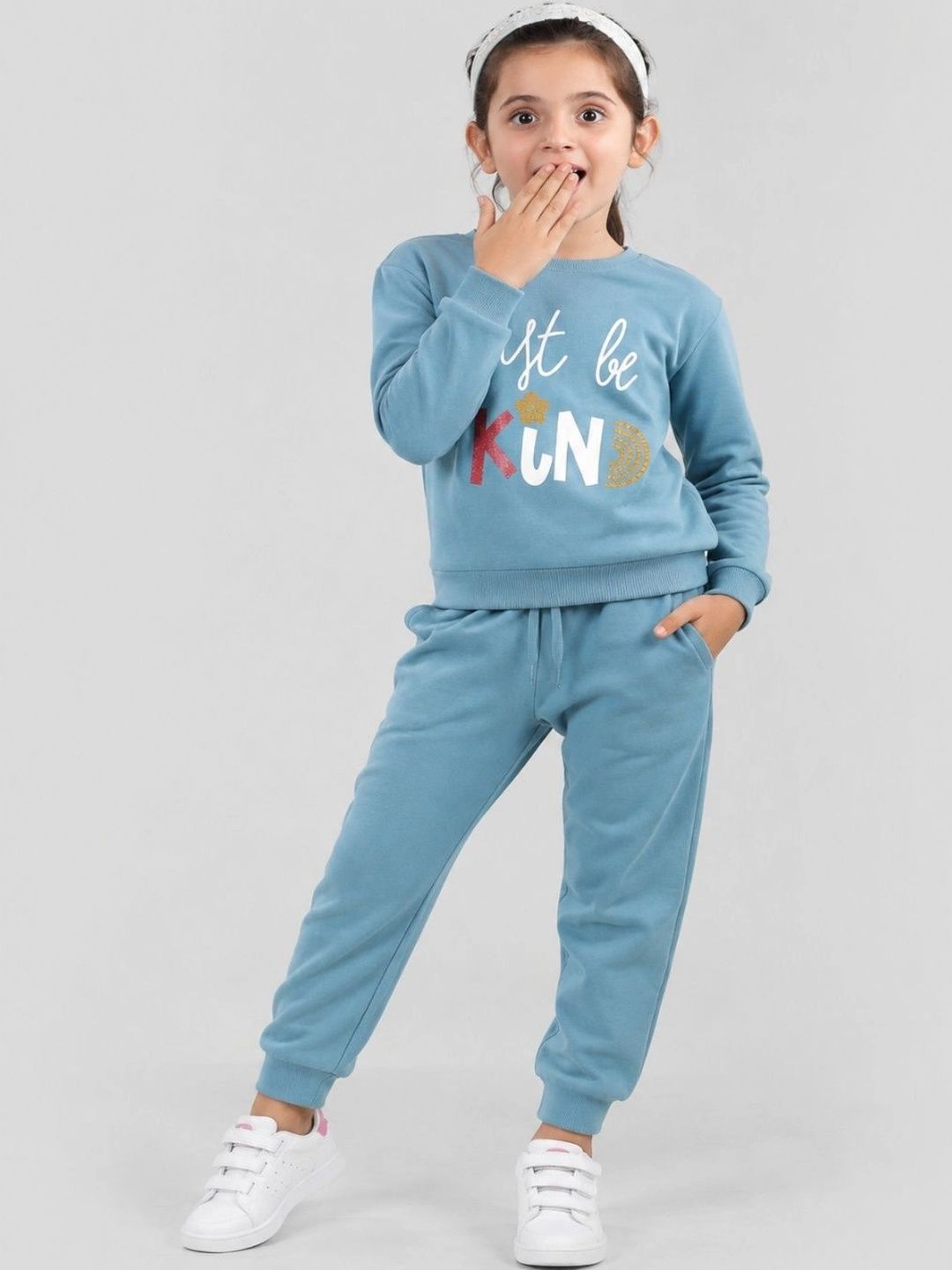 Buy PLUM TREE Girls Pure Cotton Printed Full Sleeve T Shirt & Jogger Clothing Set -  - Apparel for Girls