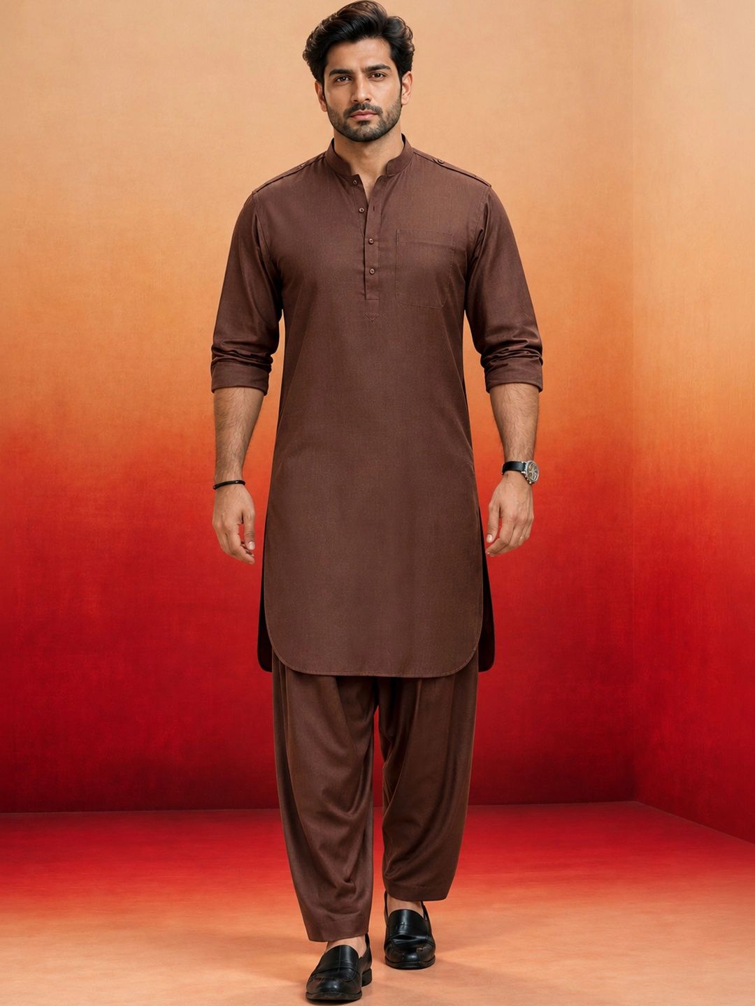 VASTRAMAY Men Pure Cotton Pathani Kurta with Patiala Set