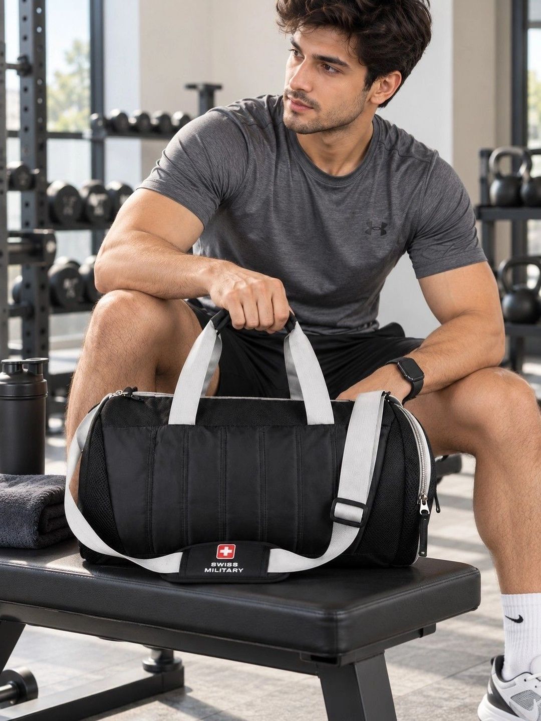 Buy SWISS MILITARY Unisex Duffel Bag With Dual Side Pockets & Adjustable Straps -  - Accessories for Unisex