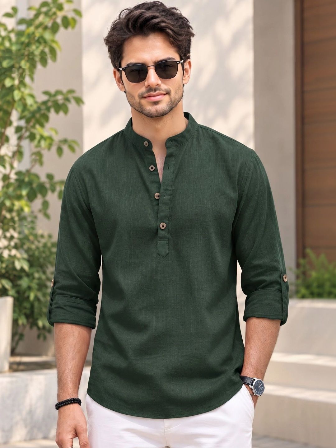 Deelmo Casual Mandarin Collar Kurta