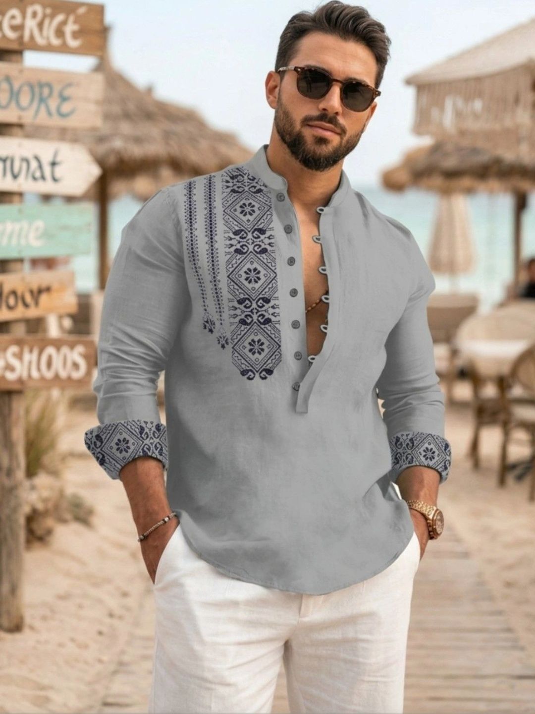 Deelmo Men Geometric Printed Kurta