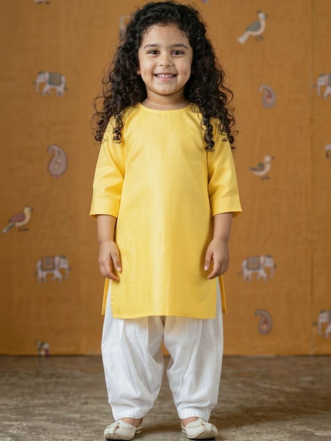 DEVOILER Girls Regular Pure Cotton Kurta with Patiala