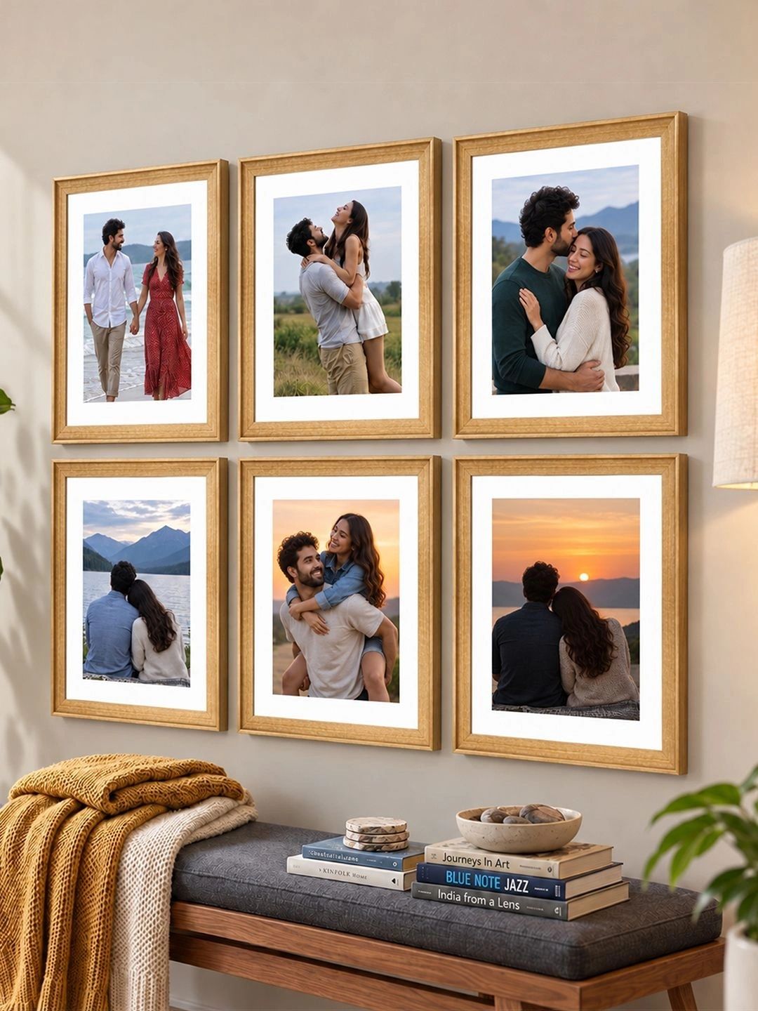Art Street Set Of 6 Brown Solid 3D Wall Photo Frame