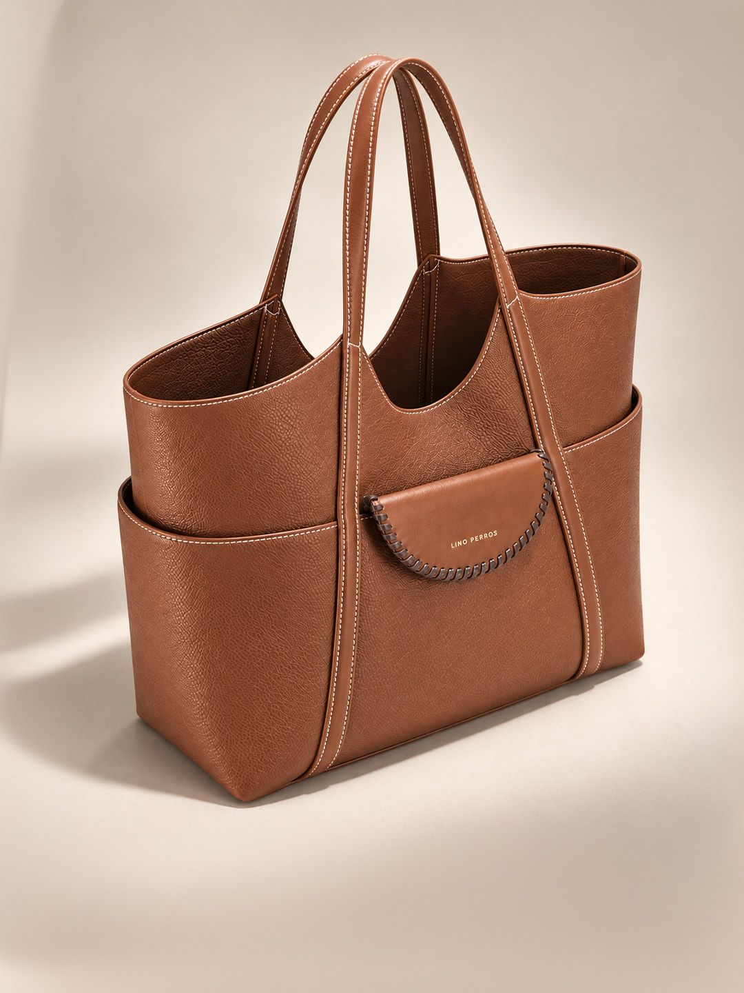 Buy Lino Perros Monroe Textured Synthetic Leather Small Shopper Tote Bag -  - Accessories for Women
