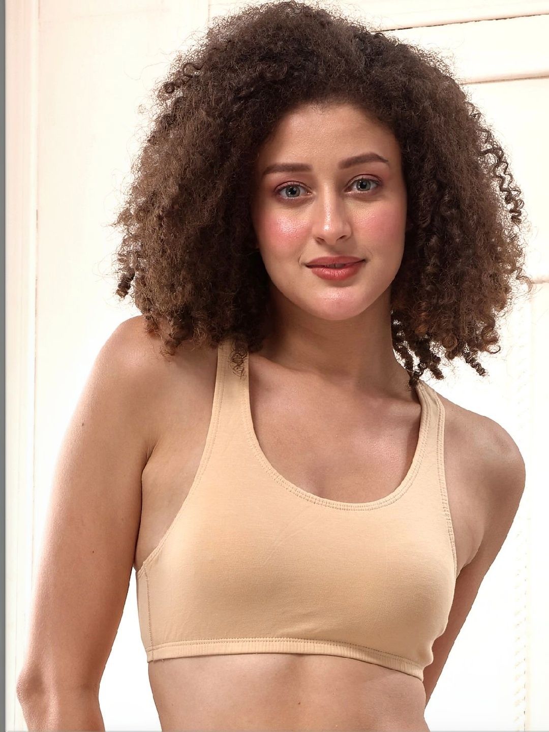 LYRA Beige Cotton Underwired Lightly Padded Sports Bra LYRA_BRA_541_SKN_XL_1PC