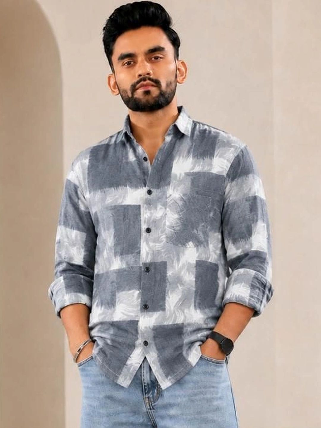 ADWYN PETER Men Classic Abstract Printed Cotton Casual Shirt