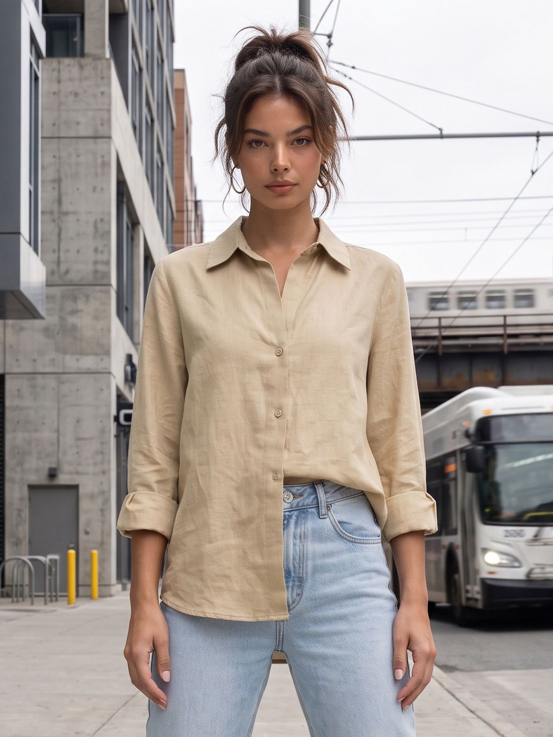 The Roadster Life Co. Cotton Linen Casual Shirt