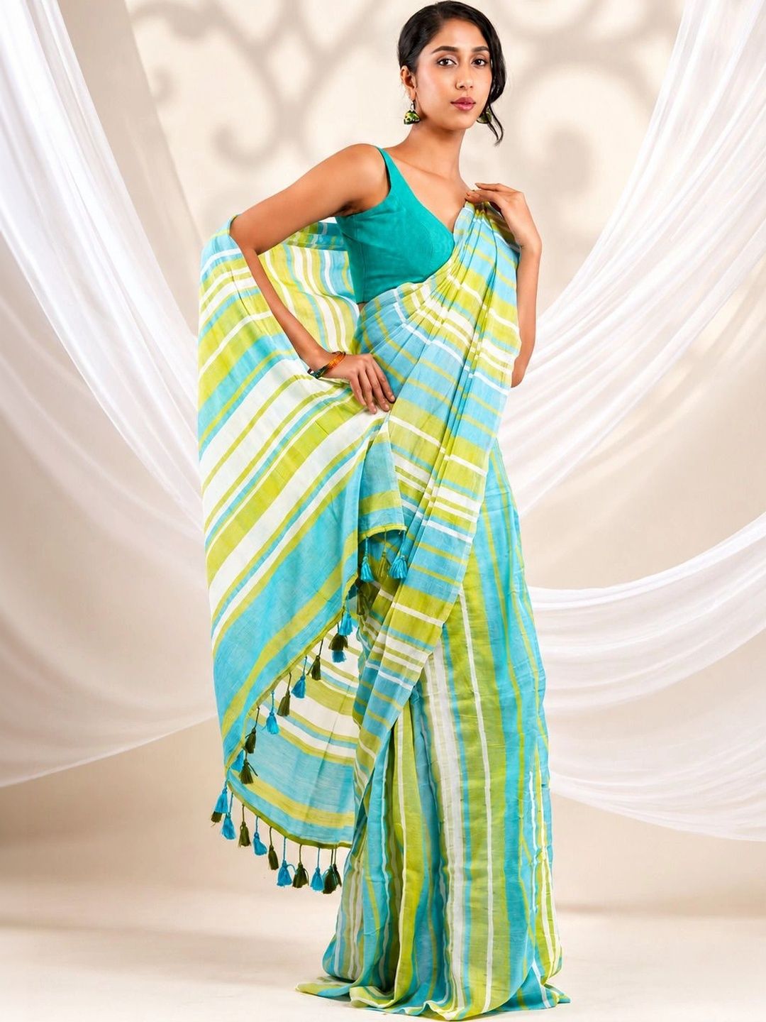 ALMAARI FASHION Floral Pure Cotton Designer Khadi Saree