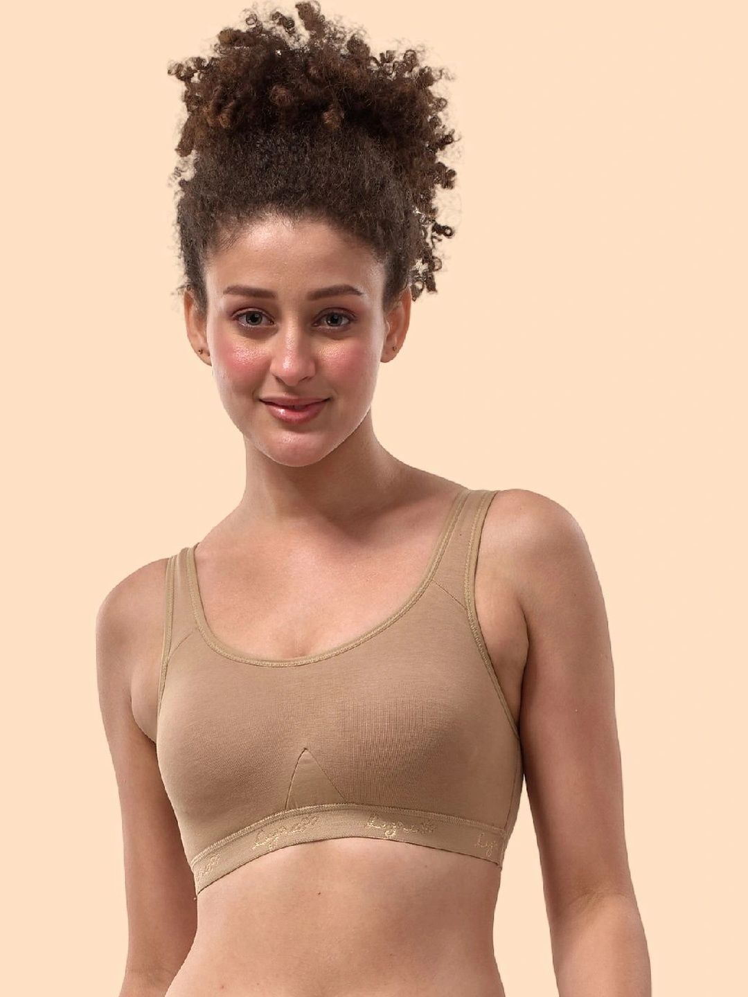 LYRA Tan Combed Cotton Sweat Absorbent Stretchable Sports Bra