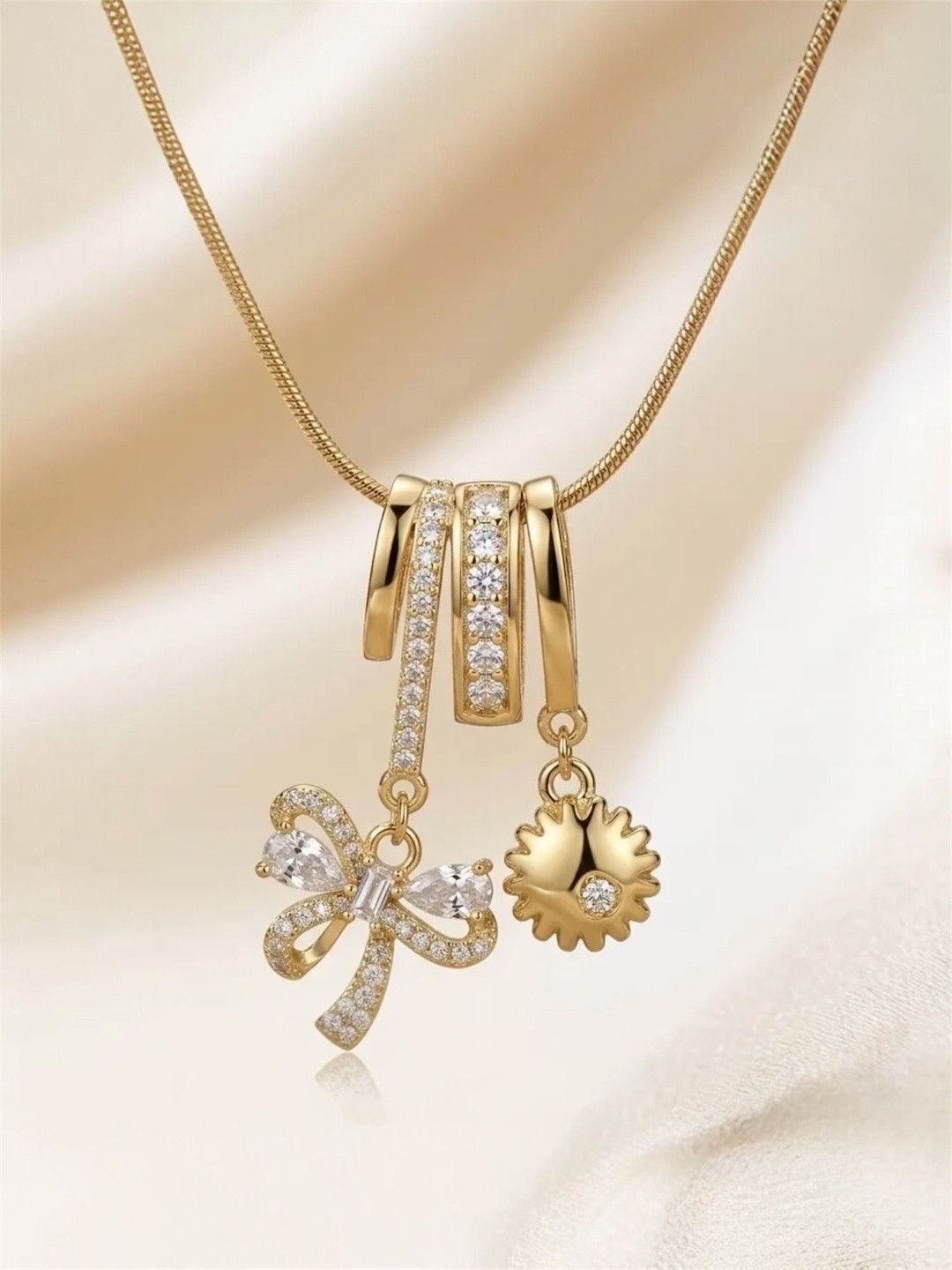 Buy JYARSH Women Gold Plated Anti Tarnish Stainless Steel Bow Charm Pendant Necklace -  - Accessories for Women