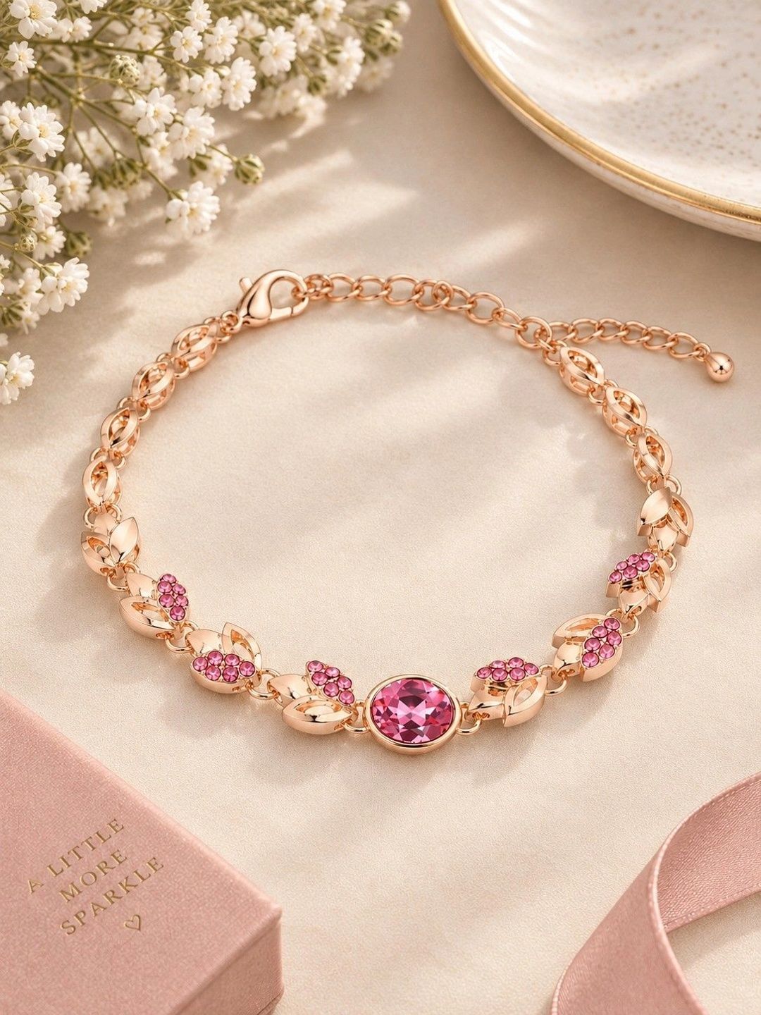 Buy Yellow Chimes Rose Gold Plated Charm Crystal Bracelet -  - Accessories for Women