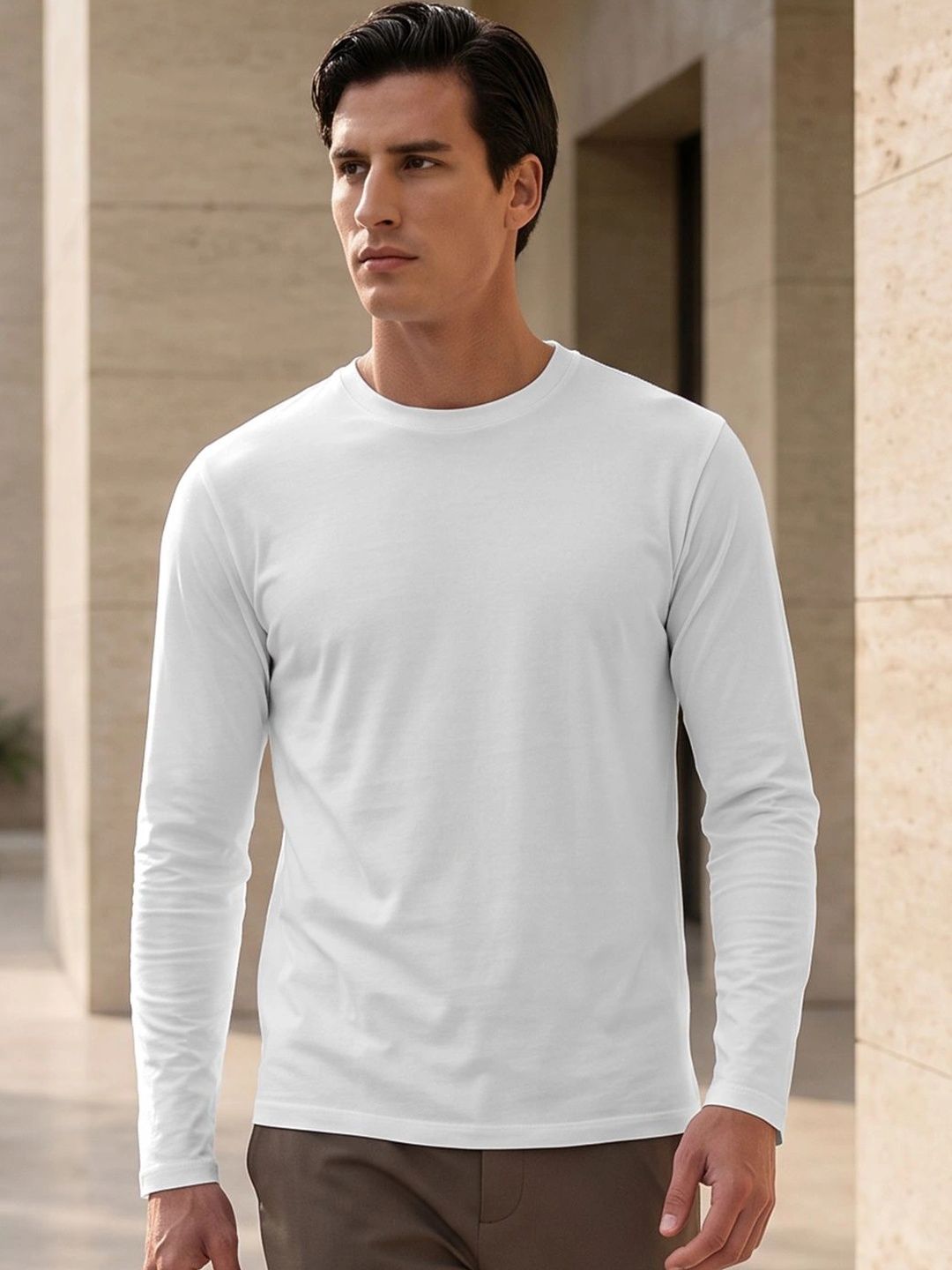 XYXX Men Solid Full Sleeve Drop-Shoulder Cotton T-Shirt