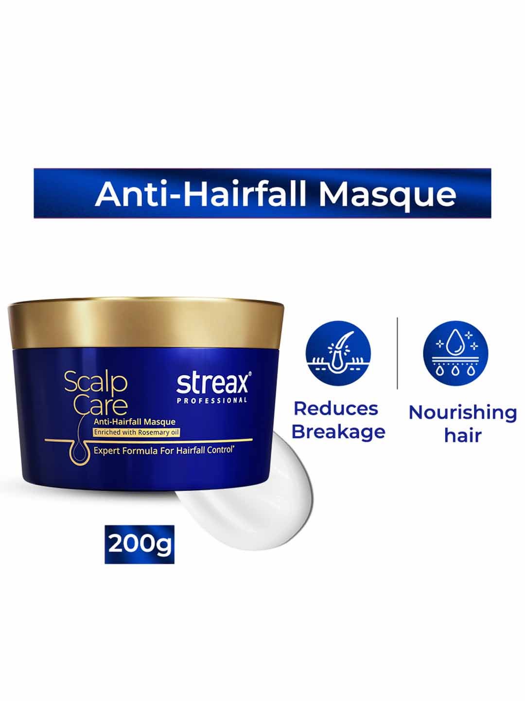 Streax Professional Scalp Care Anti Hairfall Mask with Rosemary Oil & Biotin - 200 g