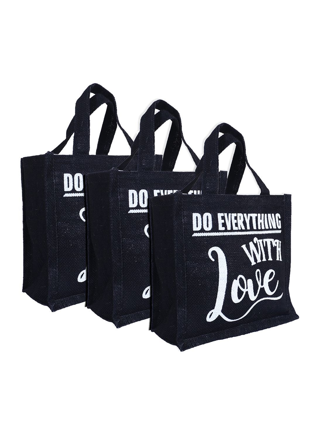 Kuber Industries Set Of 3 Printed Jute Lunch Bags