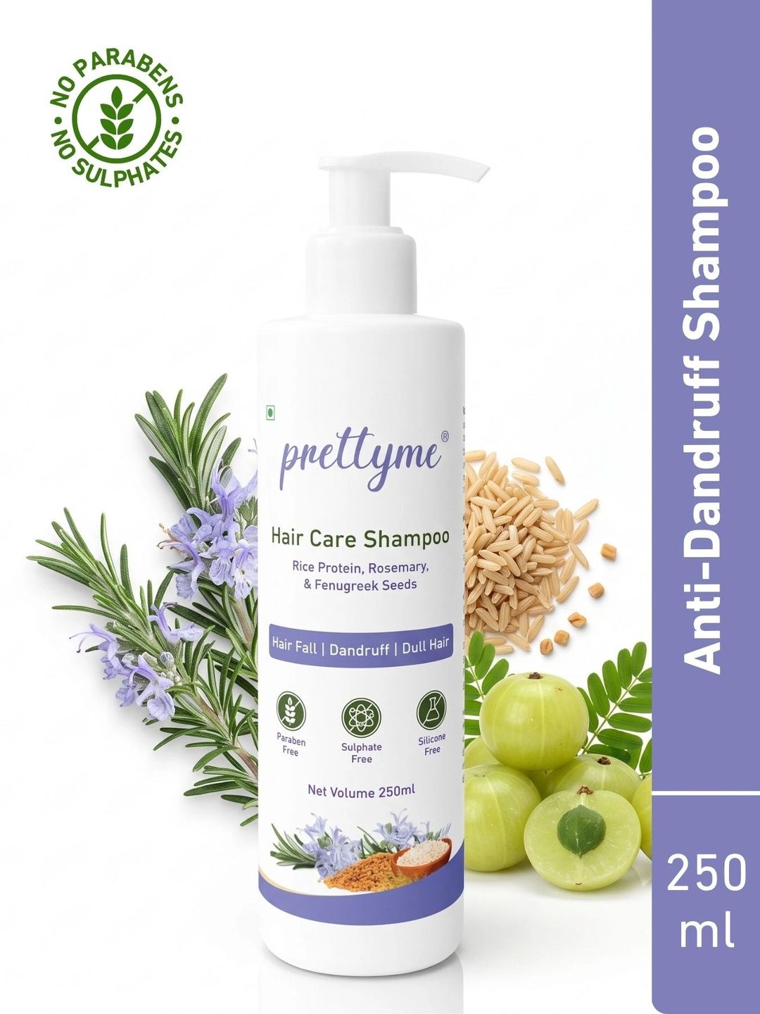Prettyme Rosemary & Rice Protein Sulphate Free Shampoo for Hair Fall & Dandruff - 250ml