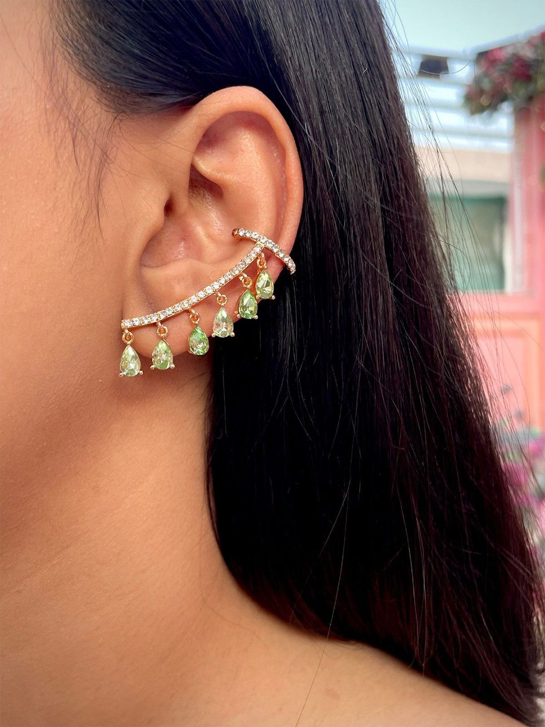 Buy ISHKAARA Gold Plated Contemporary Crystal Drop Ear Cuff Earrings -  - Accessories for Women