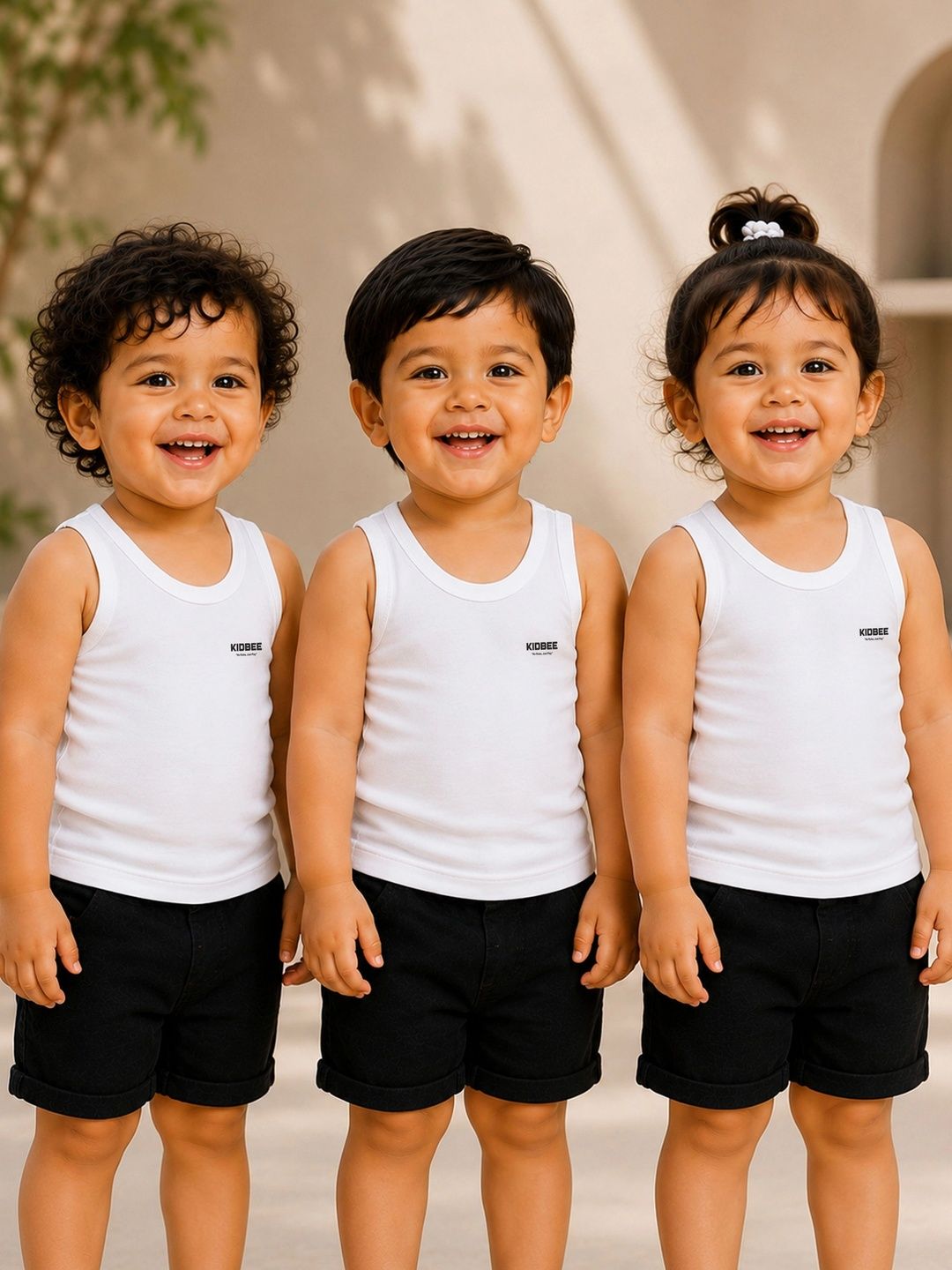 Buy KidBee Kids Pack Of 3 Cotton Sleeveless Basic Vests -  - Apparel for Unisex Kids