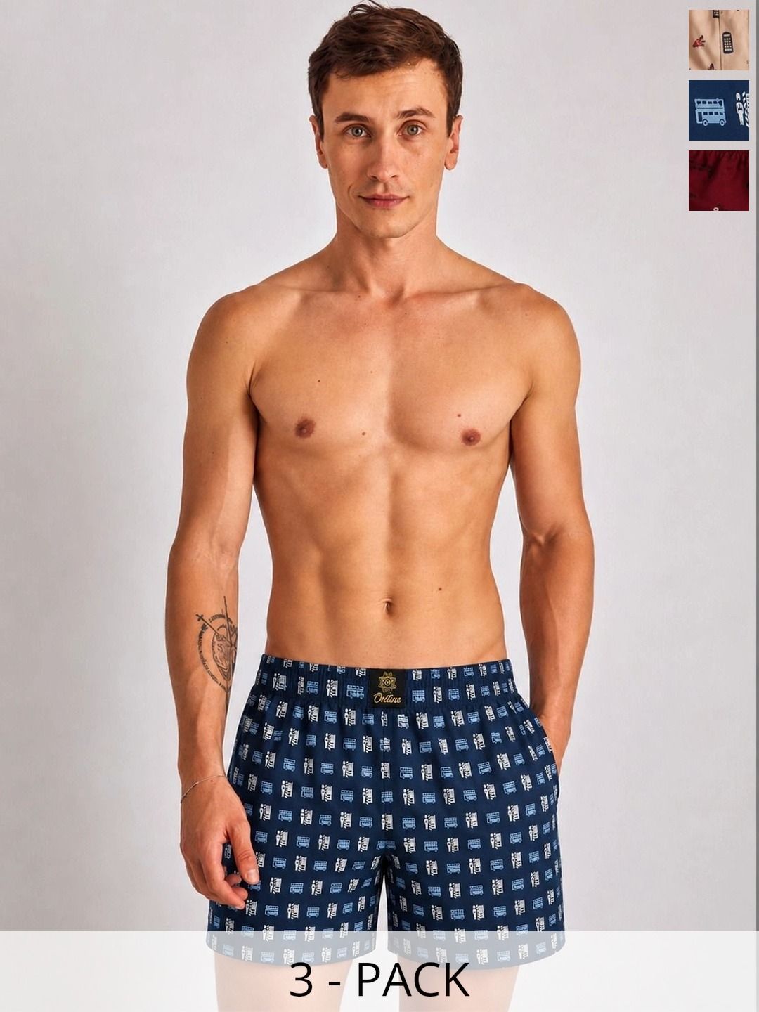 DEVANSH ENTERPRISE Pack of 3 Printed Cotton Boxers