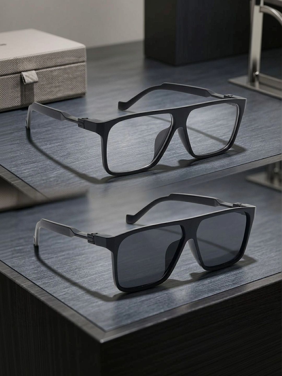 Roadster Men Black Lens & Black Square Sunglasses with
