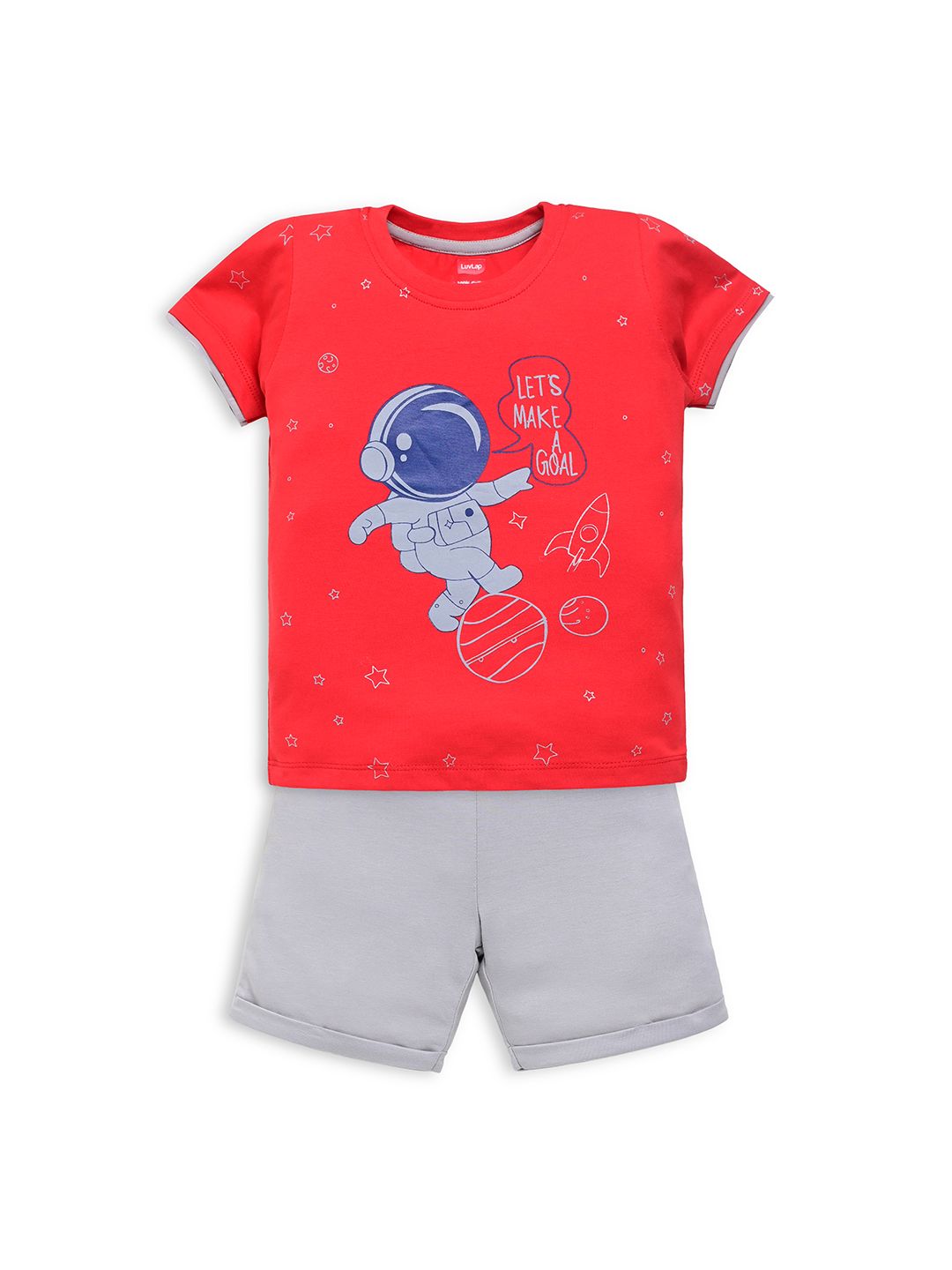 LuvLap Baby Boys Pack of 1 Regular Fit Cotton Half Sleeve T-shirt & Shorts Set