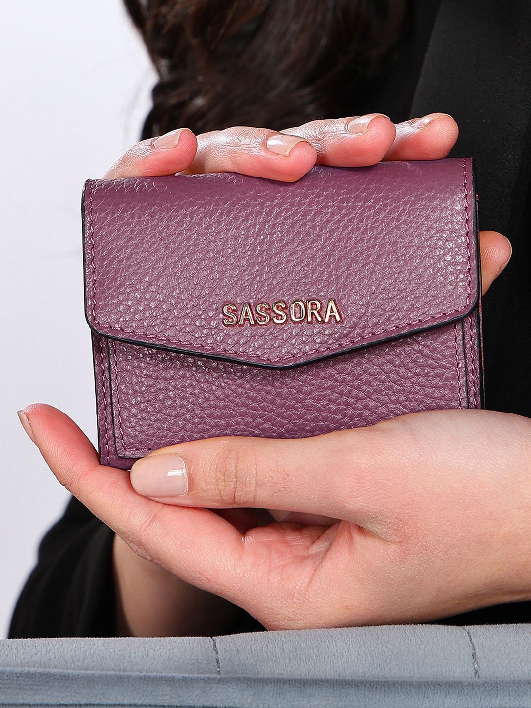 Sassora Textured Leather Two Fold Wallet