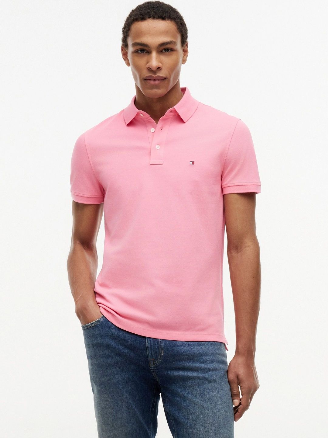 Tommy Hilfiger Men Brand Logo Polo Collar Slim Fit T-shirt