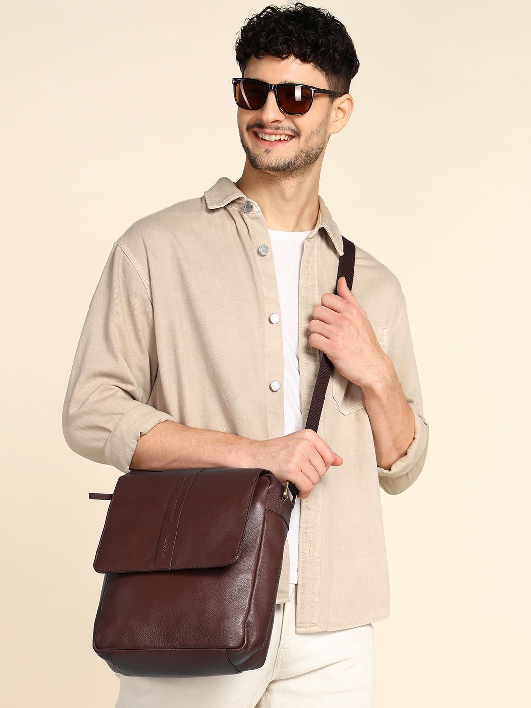 Sassora Men Leather Crossbody Sling Bag