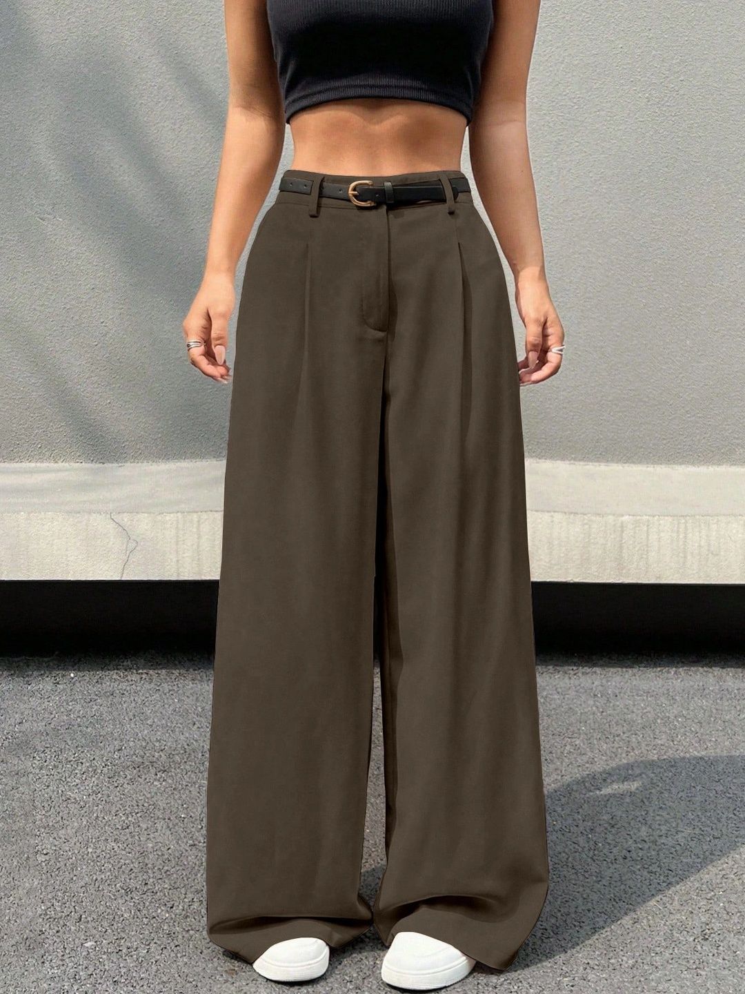 CORSICA Women Relaxed High-Rise Pleated Trousers