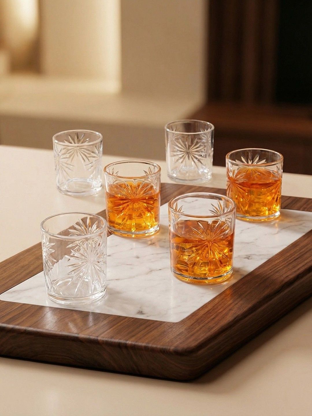 Troveas Transparent Set of 6 Easy to Clean Glasses